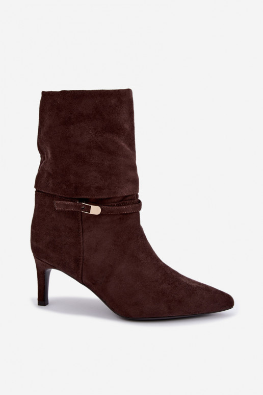 Eponine stivaletti caldi slip-on con tacchi sottili color cioccolato