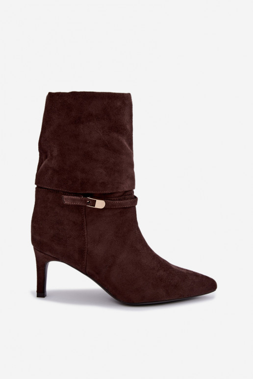 Eponine stivaletti caldi slip-on con tacchi sottili color cioccolato