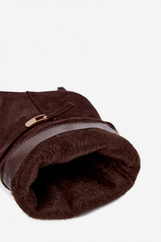 Eponine stivaletti caldi slip-on con tacchi sottili color cioccolato