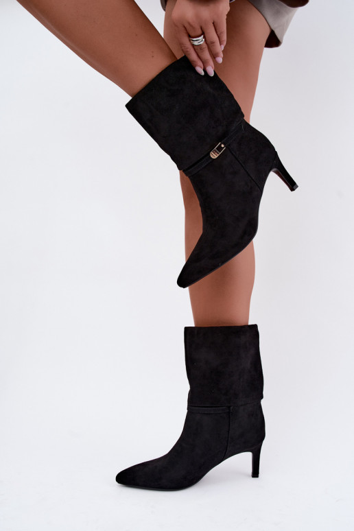 Eponine stivaletti caldi slip-on con tacchi sottili neri