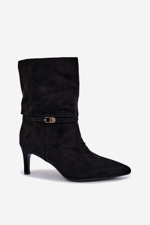 Eponine stivaletti caldi slip-on con tacchi sottili neri