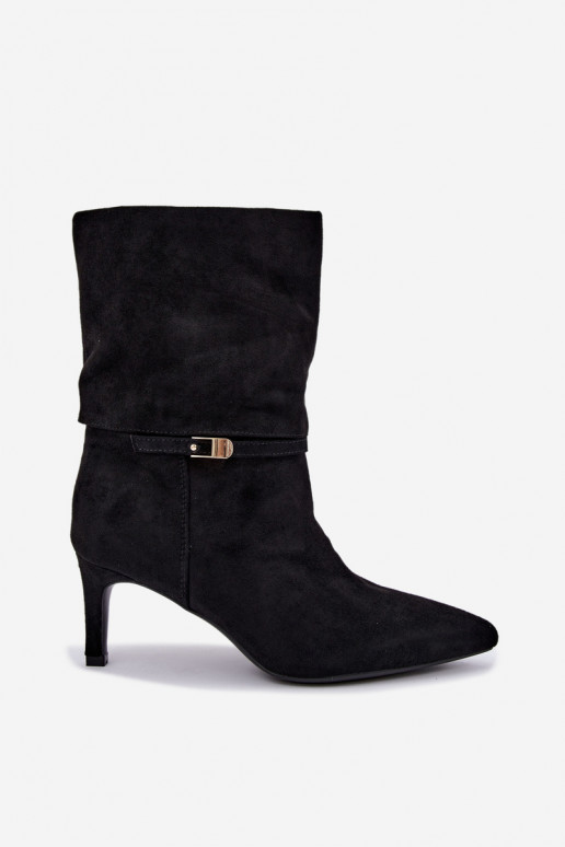 Eponine stivaletti caldi slip-on con tacchi sottili neri