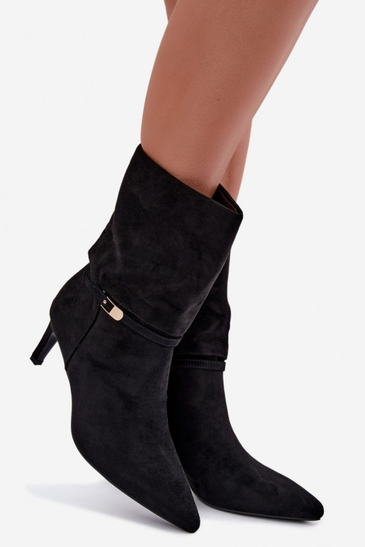 Eponine stivaletti caldi slip-on con tacchi sottili neri