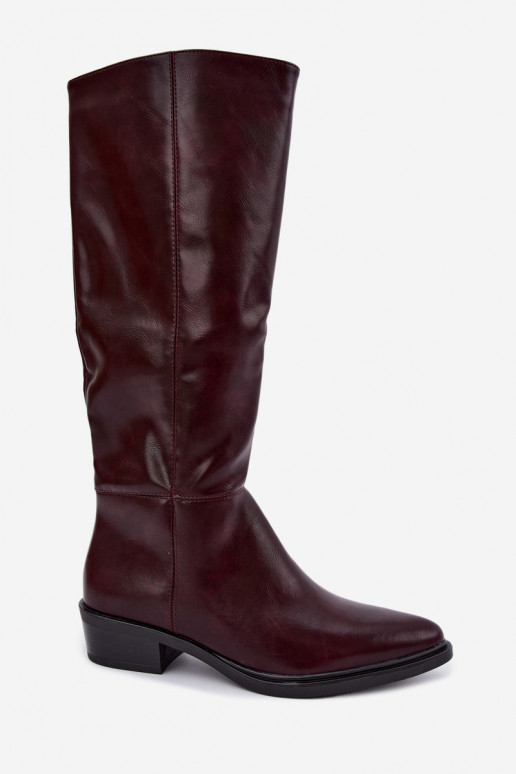 Philomene stivali lunghi imbottiti con tacco basso color bordeaux