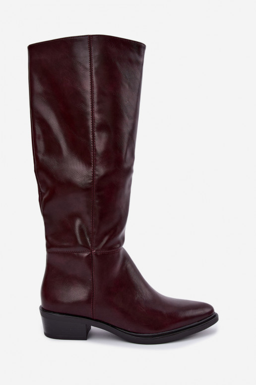Philomene stivali lunghi imbottiti con tacco basso color bordeaux