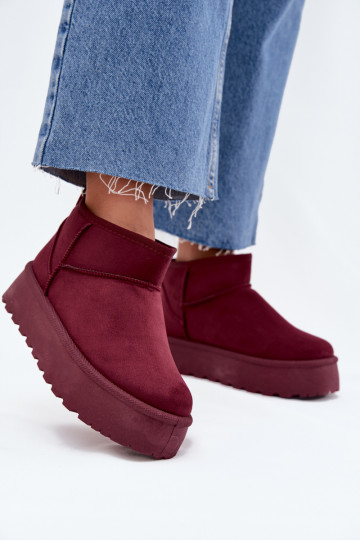 Stivali da neve in finta suede bordeaux su piattaforma Corcoran