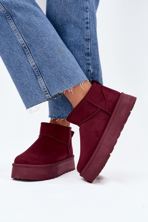 Stivali da neve in finta suede bordeaux su piattaforma Corcoran