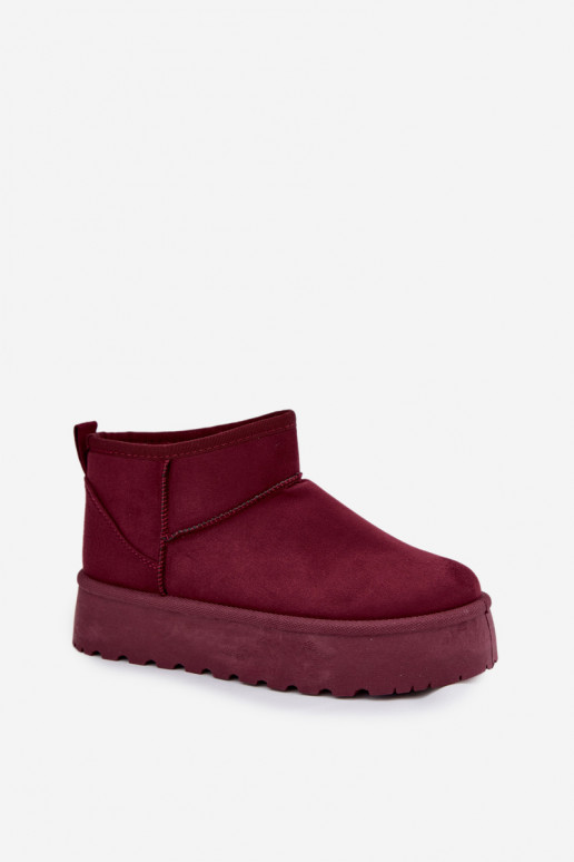 Stivali da neve in finta suede bordeaux su piattaforma Corcoran