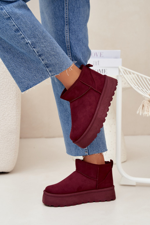 Stivali da neve in finta suede bordeaux su piattaforma Corcoran