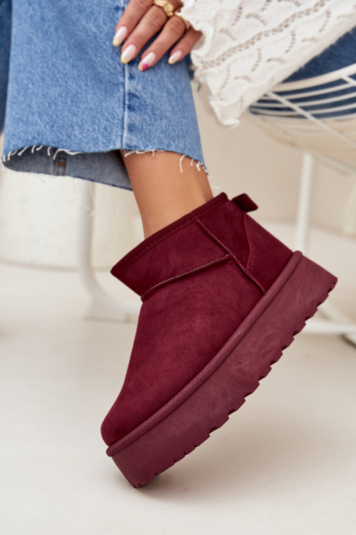Stivali da neve in finta suede bordeaux su piattaforma Corcoran