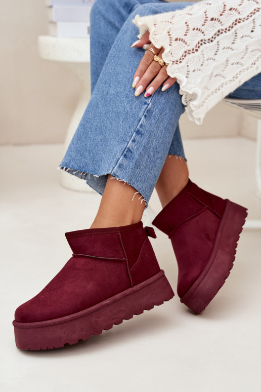 Stivali da neve in finta suede bordeaux su piattaforma Corcoran