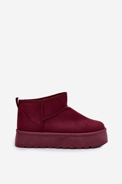 Stivali da neve in finta suede bordeaux su piattaforma Corcoran
