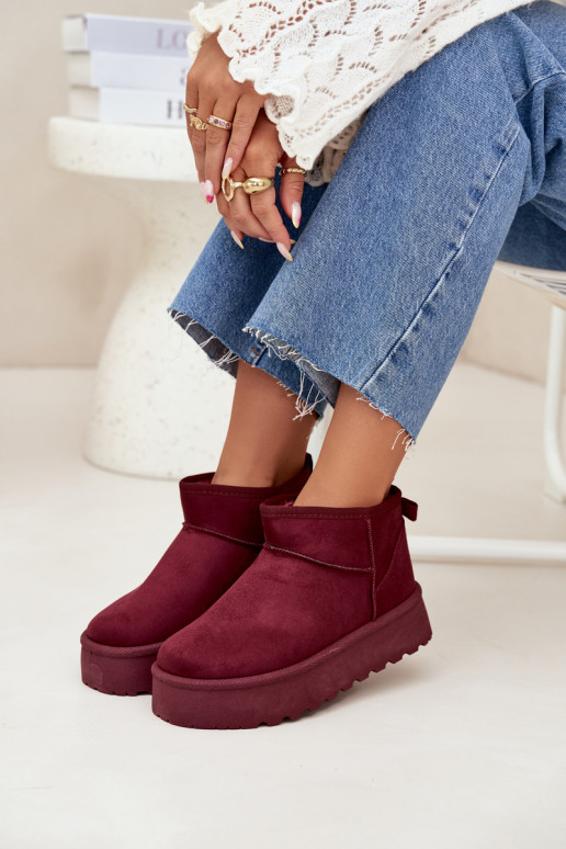 Stivali da neve in finta suede bordeaux su piattaforma Corcoran