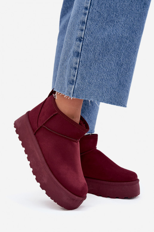 Stivali da neve in finta suede bordeaux su piattaforma Corcoran