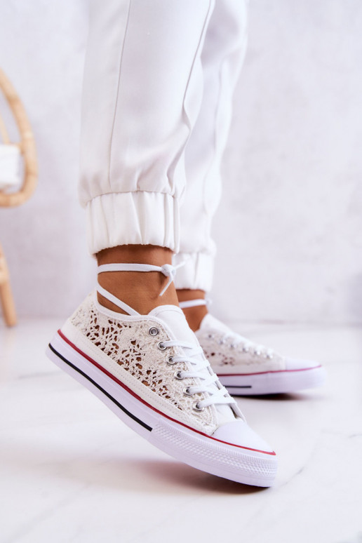 Scarpe bianche da donna con motivi in pizzo Venture