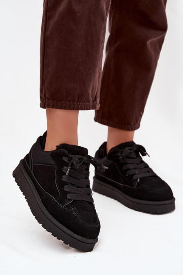 Sneakers neri da donna con isolamento e pelliccia all'interno Cyrissa