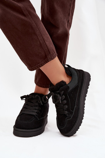 Sneakers neri da donna con isolamento e pelliccia all'interno Cyrissa 2