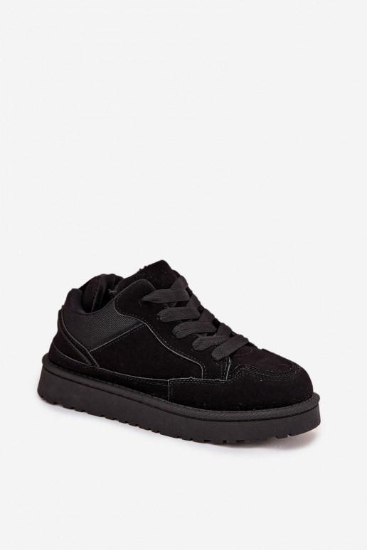Sneakers neri da donna con isolamento e pelliccia all'interno Cyrissa
