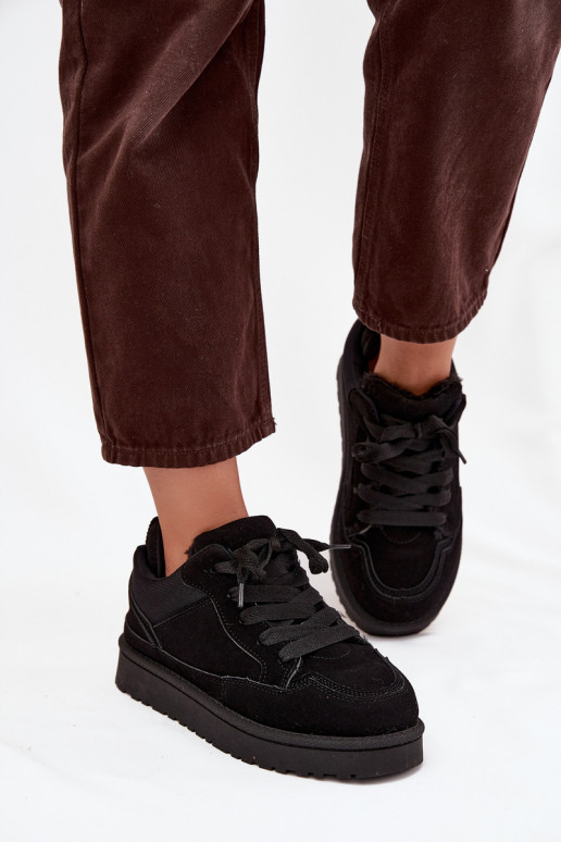 Sneakers neri da donna con isolamento e pelliccia all'interno Cyrissa