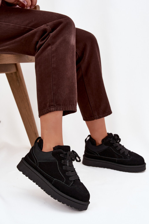 Sneakers neri da donna con isolamento e pelliccia all'interno Cyrissa