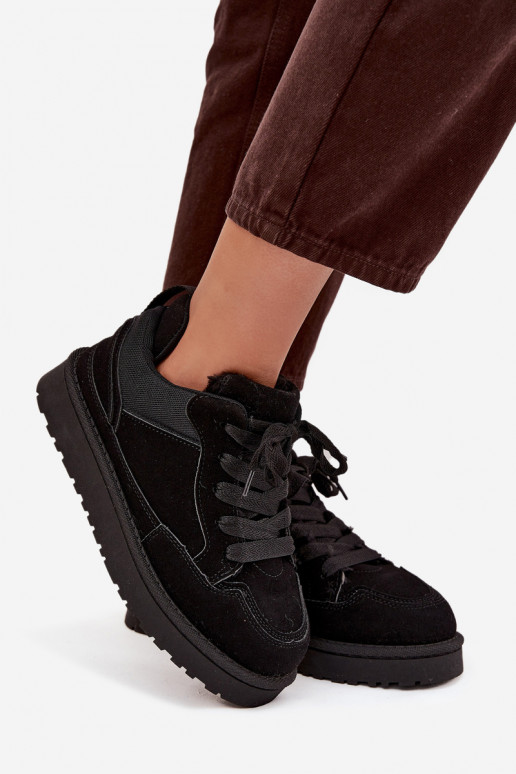 Sneakers neri da donna con isolamento e pelliccia all'interno Cyrissa