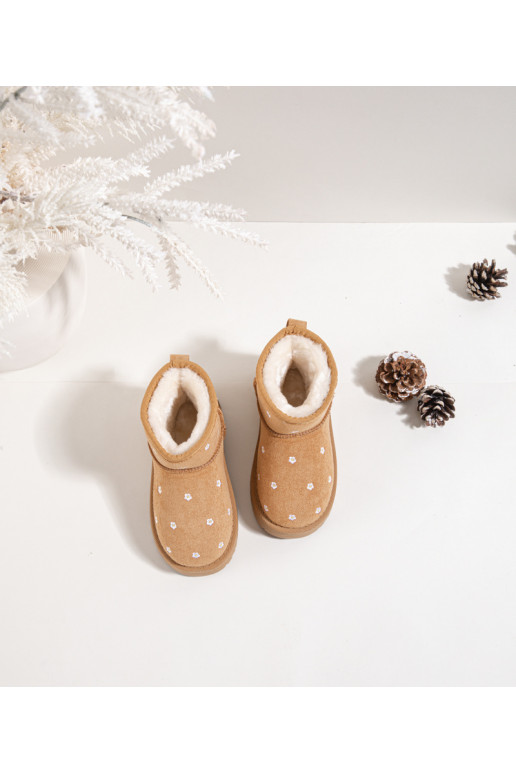 Stivali da neve per bambini con motivi floreali, color marrone, Gracina