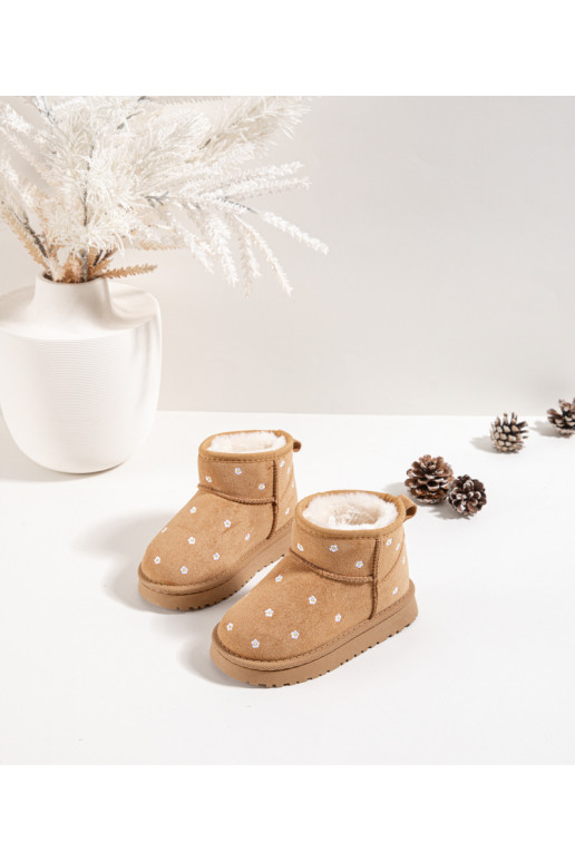 Stivali da neve per bambini con motivi floreali, color marrone, Gracina