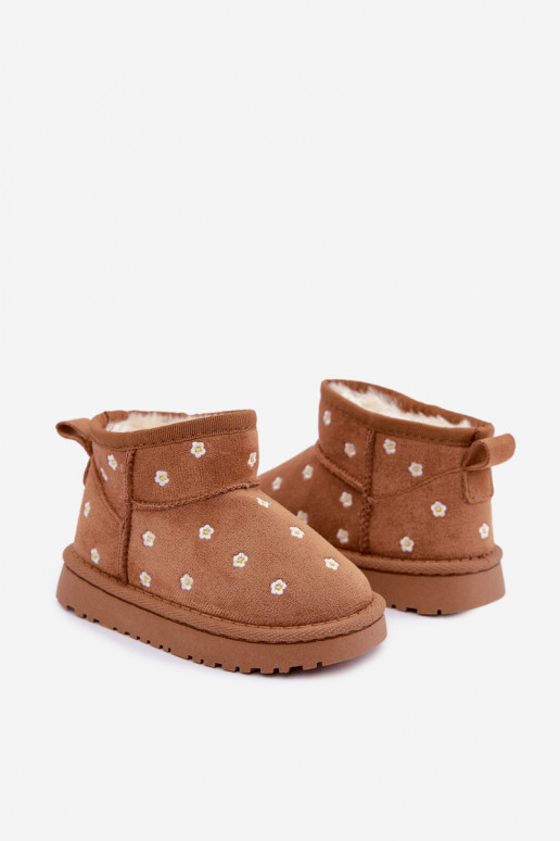 Stivali da neve per bambini con motivi floreali, color marrone, Gracina