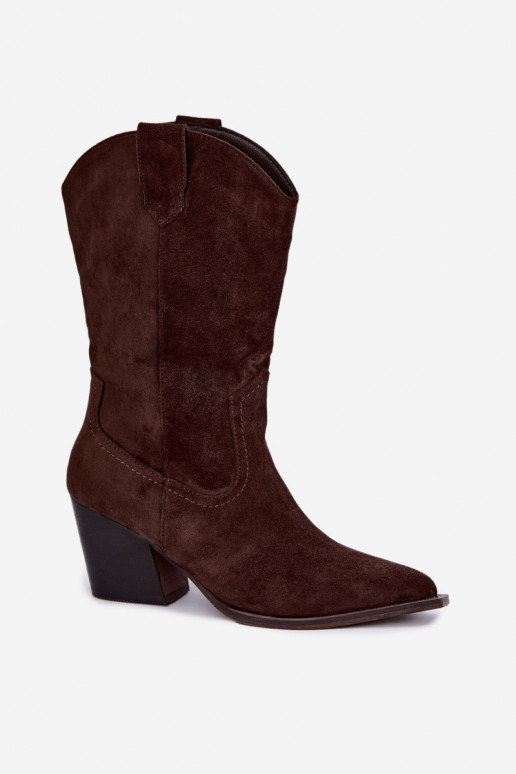 Stivaletti in stile cowboy caldi con tacco in colore cioccolato Serenza