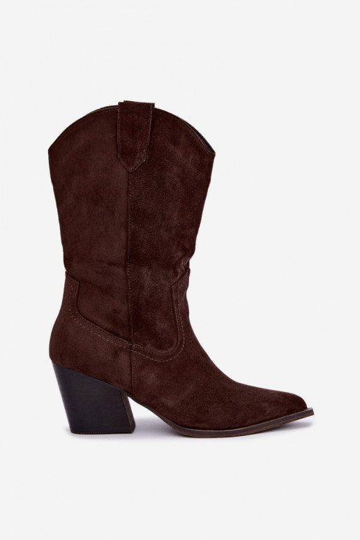 Stivaletti in stile cowboy caldi con tacco in colore cioccolato Serenza