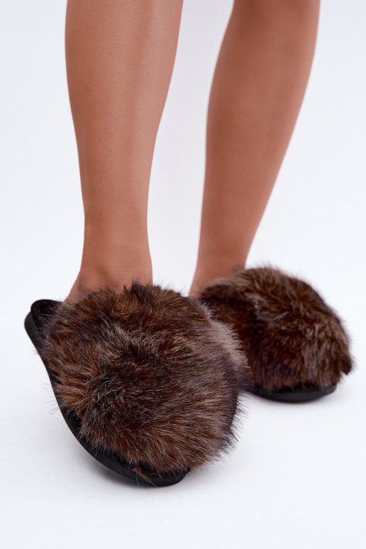 Pantofole da donna Bellisane con pelliccia marrone scuro