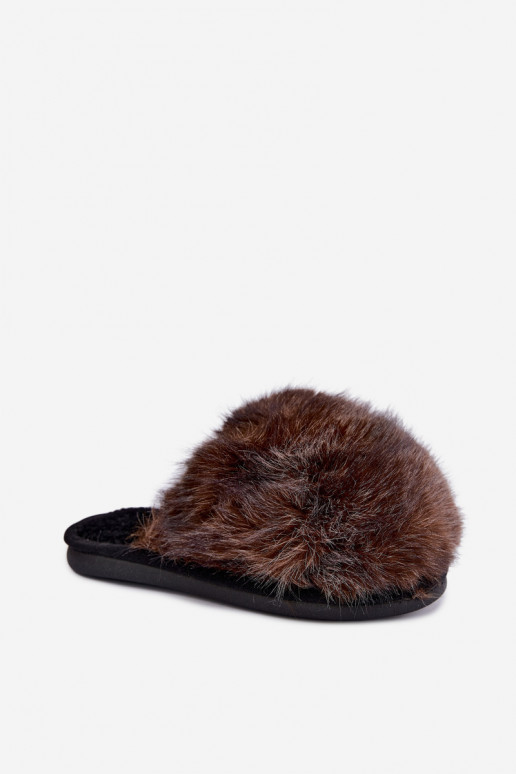 Pantofole da donna Bellisane con pelliccia marrone scuro