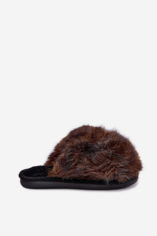 Pantofole da donna Bellisane con pelliccia marrone scuro