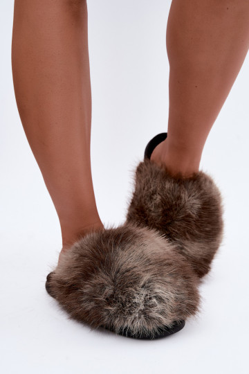 Pantofole da donna Bellisane con pelliccia marrone