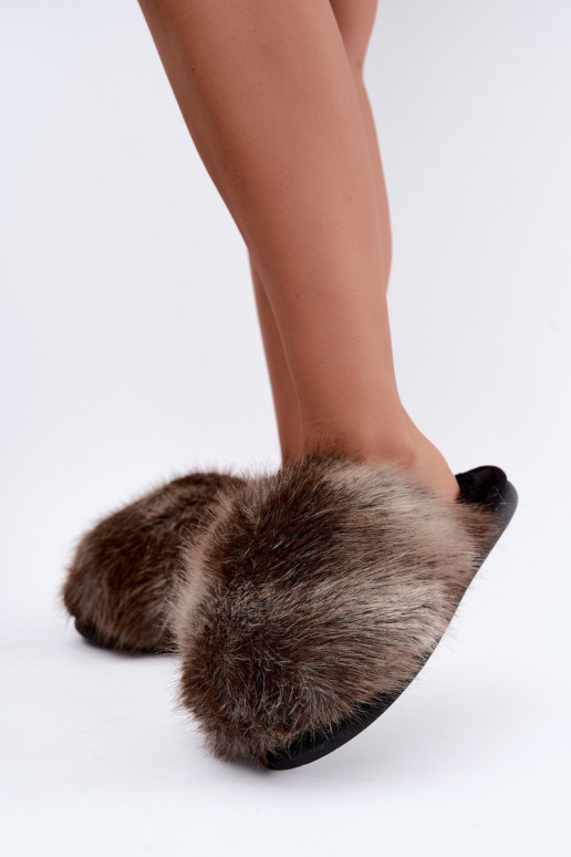 Pantofole da donna Bellisane con pelliccia marrone