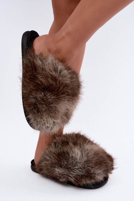 Pantofole da donna Bellisane con pelliccia marrone