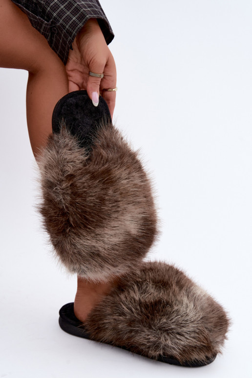 Pantofole da donna Bellisane con pelliccia marrone