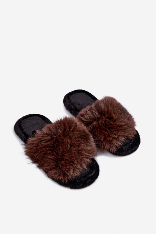 Pantofole da donna Fiorabelle con pelliccia marrone
