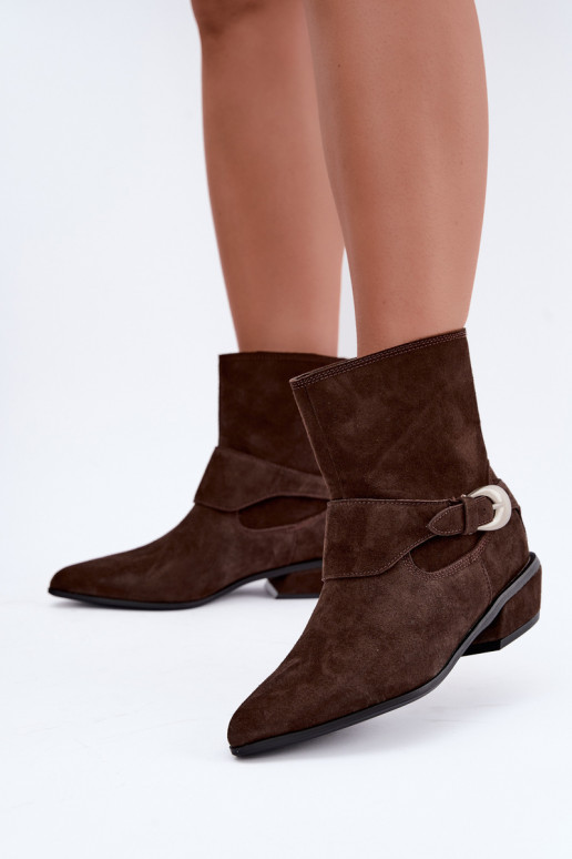 Stivaletti isolati Serenelle in stile cowboy in ecopelle marrone