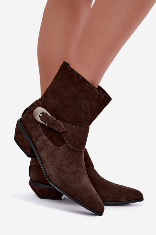 Stivaletti isolati Serenelle in stile cowboy in ecopelle marrone