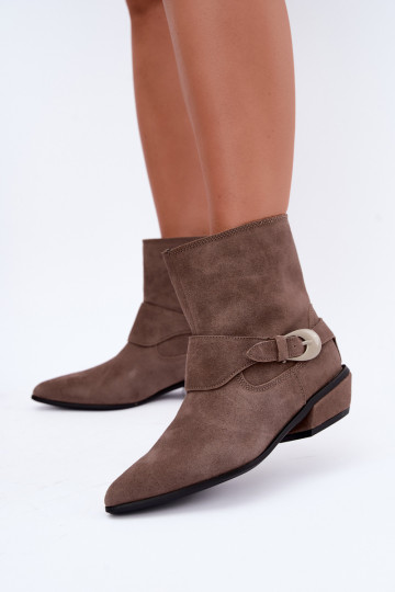 Stivaletti isolati Serenelle in stile cowboy in ecopelle color sabbia 2