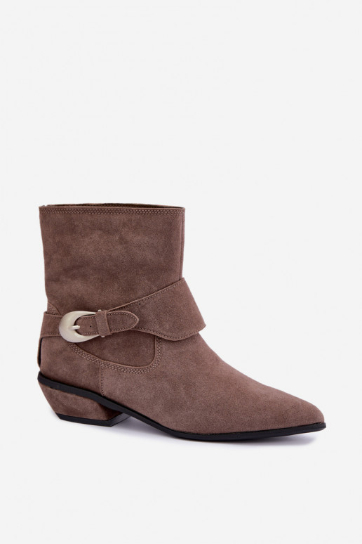 Stivaletti isolati Serenelle in stile cowboy in ecopelle color sabbia