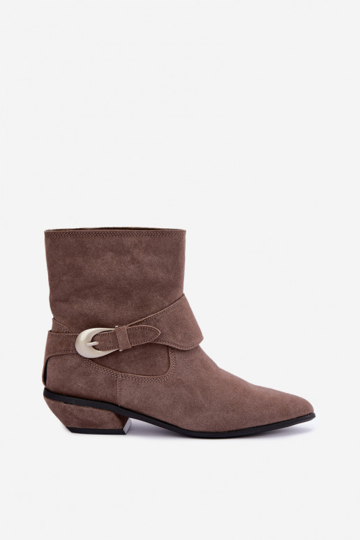 Stivaletti isolati Serenelle in stile cowboy in ecopelle color sabbia