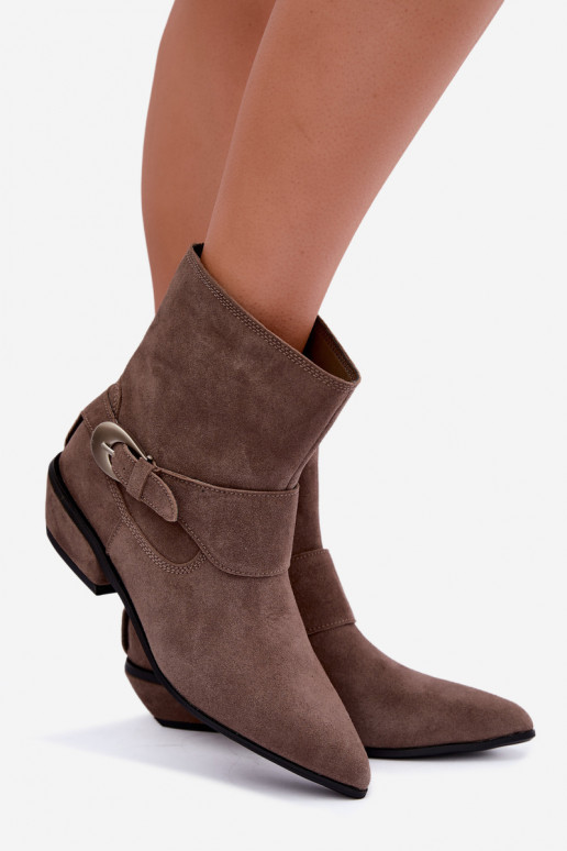 Stivaletti isolati Serenelle in stile cowboy in ecopelle color sabbia