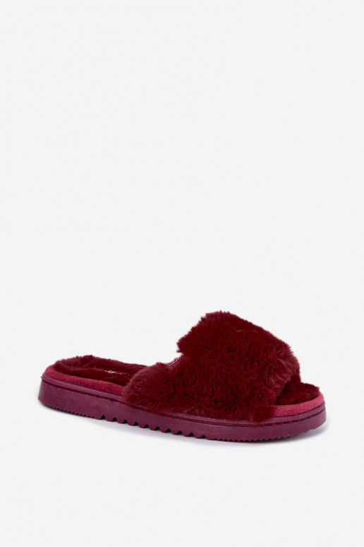 Pantofole da donna con pelliccia color bordeaux Loraline
