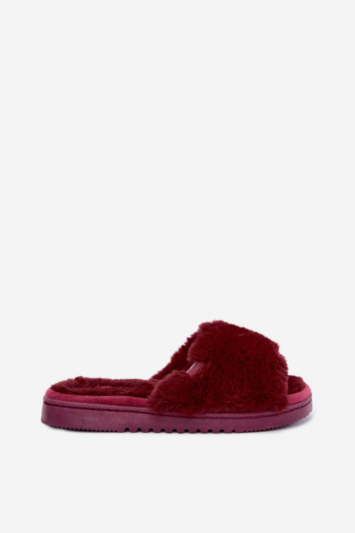 Pantofole da donna con pelliccia color bordeaux Loraline