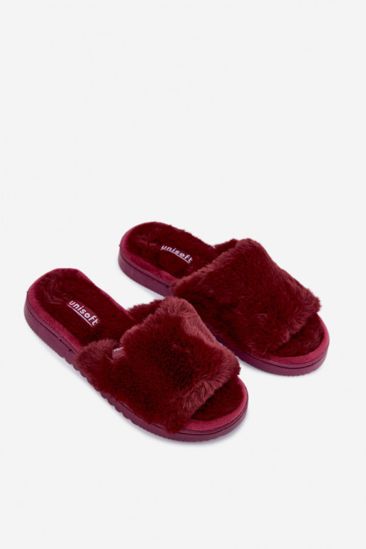 Pantofole da donna con pelliccia color bordeaux Loraline