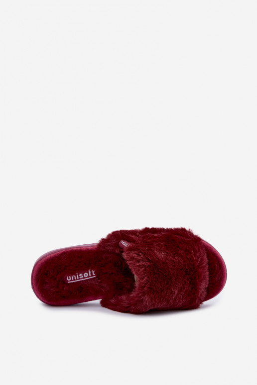 Pantofole da donna con pelliccia color bordeaux Loraline