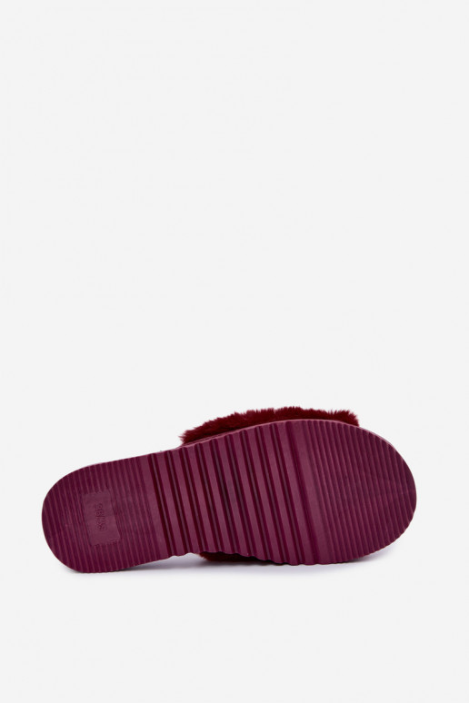 Pantofole da donna con pelliccia color bordeaux Loraline