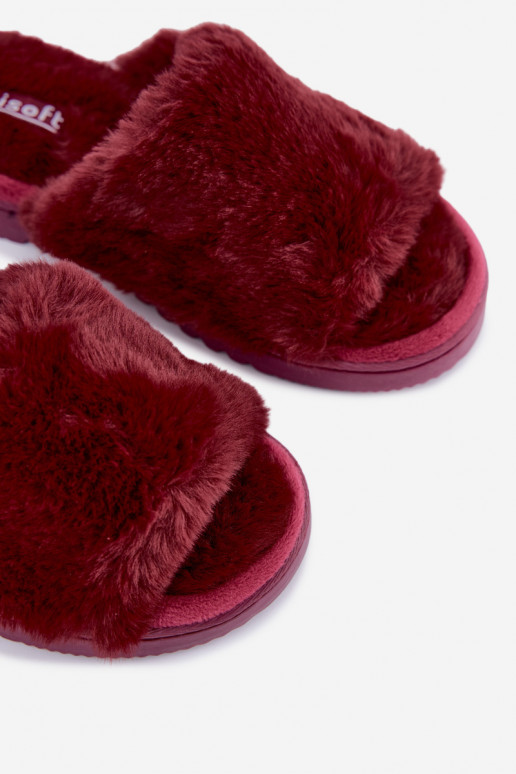 Pantofole da donna con pelliccia color bordeaux Loraline